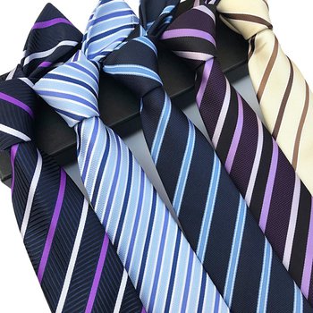 斜條紋丈青色寬版領帶-滌綸材質_3